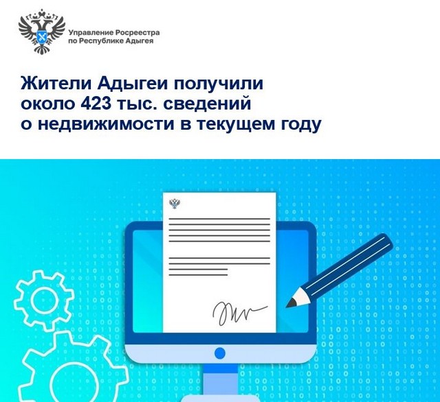 Жители Адыгеи получили около 423 тыс. сведений о недвижимости в текущем году